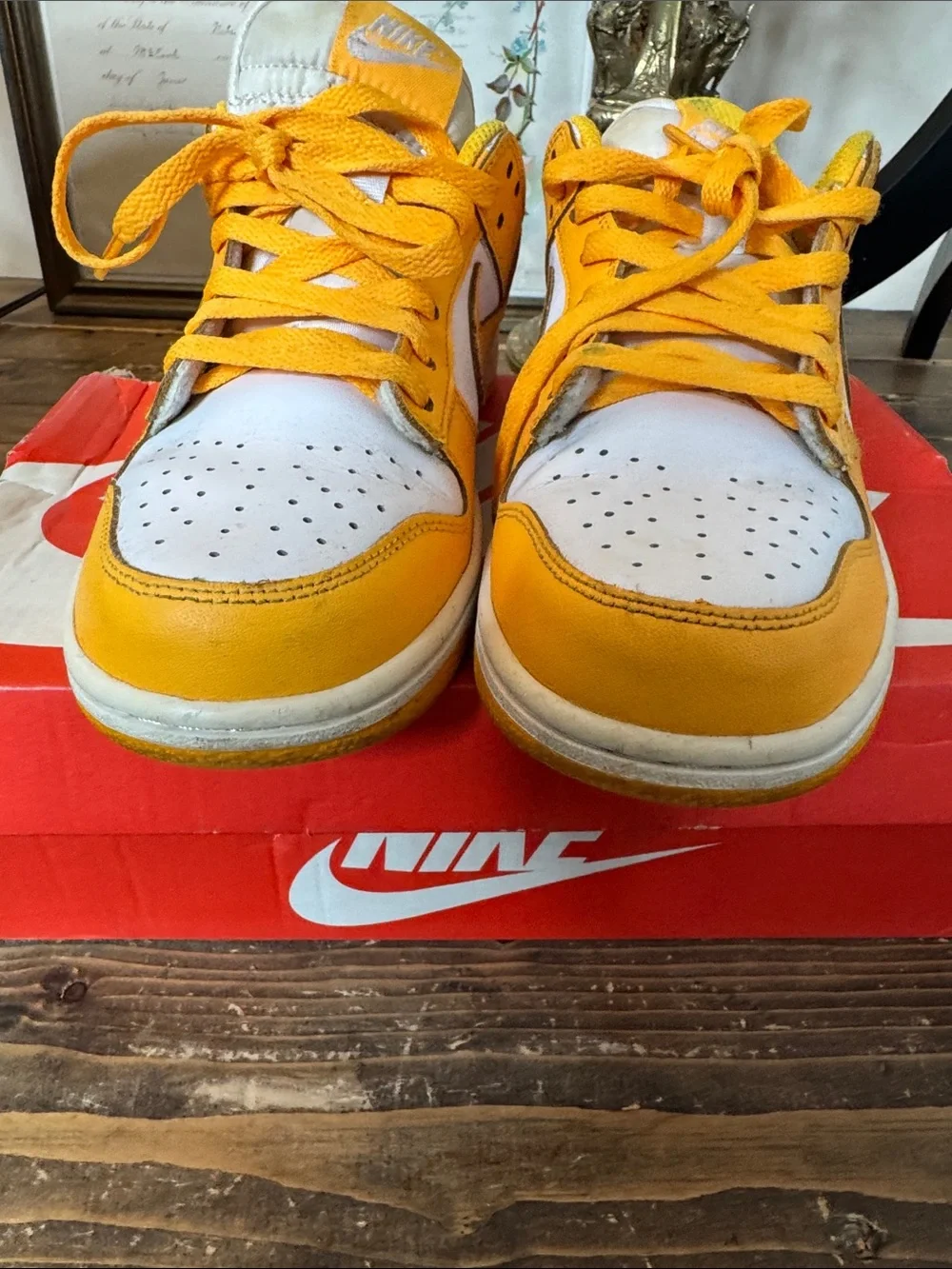 Nike Dunk Low Yellow and White Leather Sneakers
